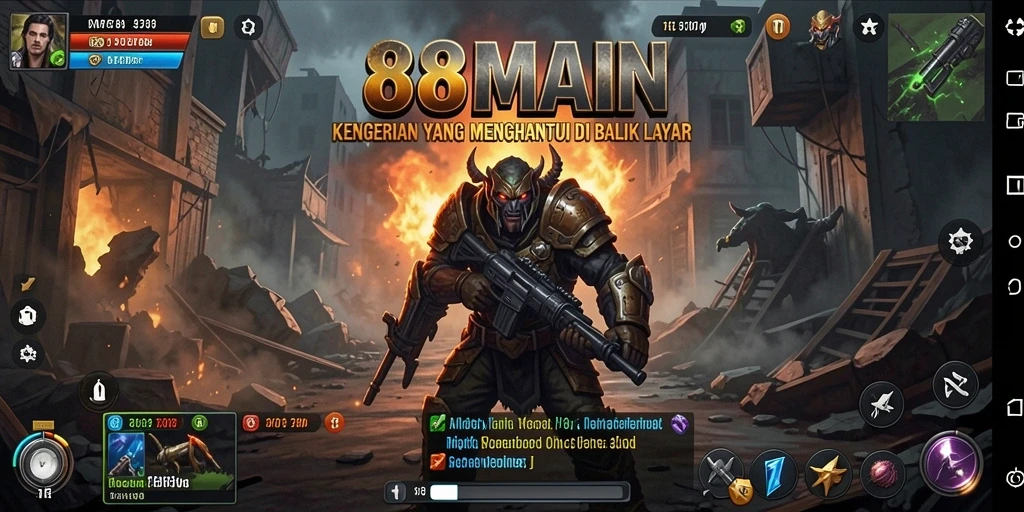 Screenshot menunjukkan suasana menyeramkan dari gameplay 88MAIN.