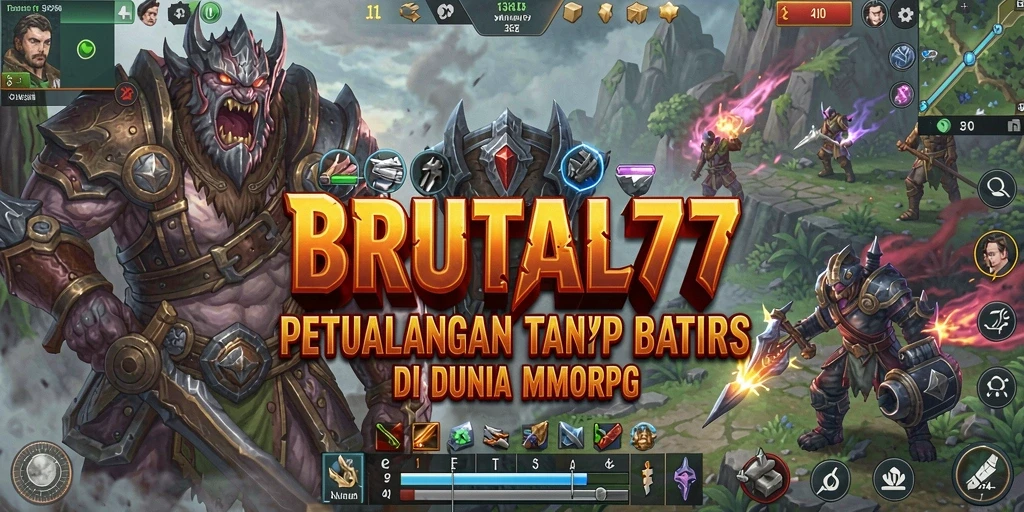 Tangkapan layar gameplay BRUTAL77 menampilkan aksi seru di dunia MMORPG.