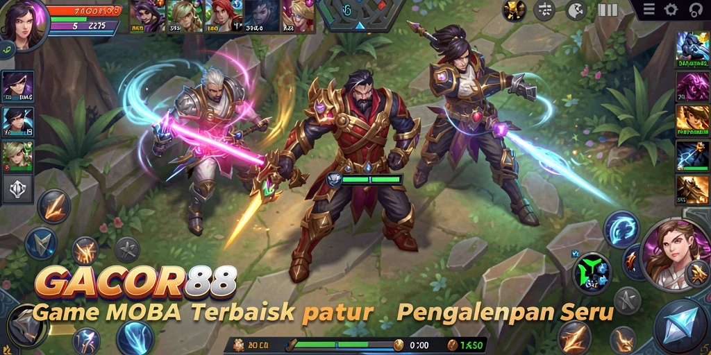Screenshot GACOR88 menampilkan aksi seru dalam permainan MOBA.