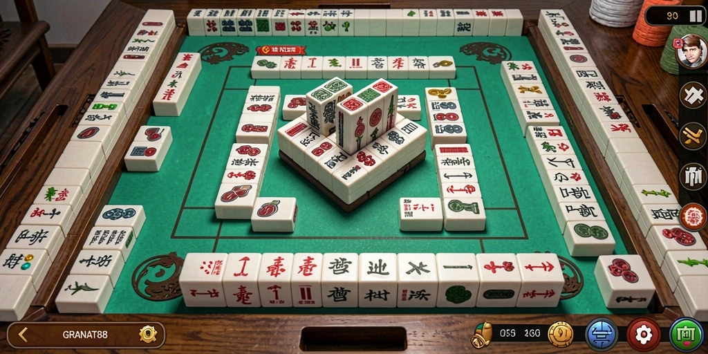 Screenshot GRANAT88 menampilkan aksi seru permainan Mahjong di layar ponsel.