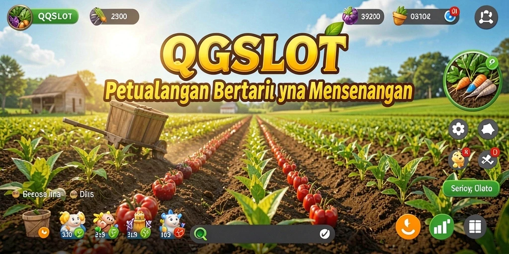 Tampilan gameplay menarik dari QQSLOT saat bertani di ladang.