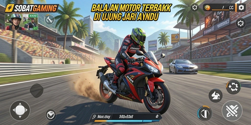 Tampilan seru dari gameplay balapan motor SOBATGAMING.